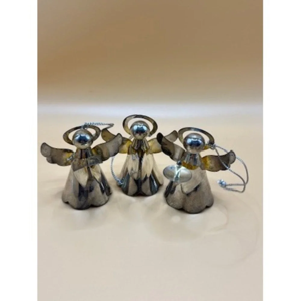 Vintage Mini Silver Plated Angel Ornaments - Made In Hong Kong